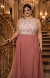 Azazie Rose Lace Bodice‎ Chiffon Skirt Maxi Dress Formal Evening Gown Size A 20 Photo 0