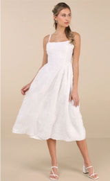 Lulus White Floral Lace Up Midi Dress Photo 0