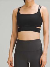 Lululemon Ribbed Nulu Strappy Yoga Longline Bra Light Support Size 4 Black Yoga Photo 0