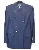 Lauren Ralph Lauren Blazer Outerwear Double Breasted Wool Blend Navy Blue 10 Photo 0