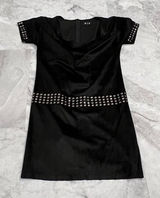 213 by Michelle Kim Black Faux Suede Black Dress Size Small S Cowl‎ Neck Photo 0