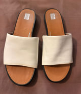 Frye Cream Leather Wide-Band Slide Sandals Photo 0