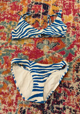 Zebra blue triangle swimsuit Size XXS Photo 0