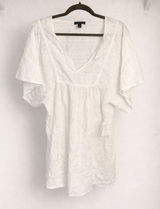 J Crew White Gauze Tunic Top Size Small Boho Flutter Sleeve Tassel Lightweight Photo 0