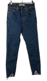 Levi's Wedgie Skinny Dark Blue Wash Button Fly Raw Hem Jeans 26 Photo 0