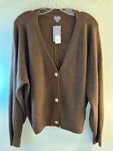 Auden Luxury Collection Brown Ribbed Button Front Cardigan XL NWT Photo 0