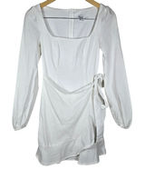 Princess Polly White The Villa Long Sleeve Mini Dress Square Neck‎ Wrap US 0 Photo 0