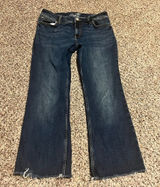 Wrangler Boot Cut Jeans Frayed Hem Dark Wash Denim Junior Size 11/12x32‎ Photo 0
