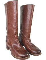 Vintage Frye Campus 14L Tall Boots Pebbled Leather Cognac Brown Women's 9.5M Photo 0