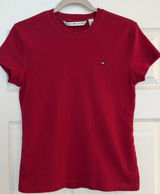 Tommy Hilfiger Sz LG Women's Y2K Tee 90s '05 Red Preppy Academia Collegiate EUC Photo 0