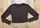LILLY LOVES | Women's‎ Brown Long Sleeve Crop Smoothing Fitted Crop Top, Size XS Photo 0