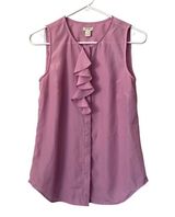 J.Crew Factory pink flutter sleeveless summer blouse business casual top Photo 0