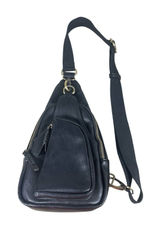 Antik Kraft Black Leather Sling Backpack Crossbody Bag Convertible Travel Purse Photo 0