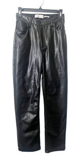 Abercrombie & Fitch Black Vegan Leather 90s Straight Ultra High Rise Pants 2/26 Photo 0