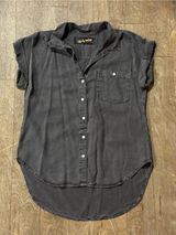 NWOT The Nu Vintage Grey Short Sleeve Denim Button Down Shirt Cuffed Sleeve Sz S Photo 0