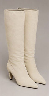 Bloomingdale’s Made in Italy Ivory Suede Knee High Boots Size 7B Photo 0