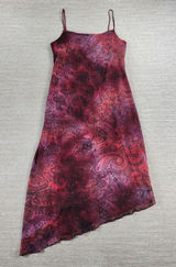 My Michelle Asymmetrical Slip Dress Large Red Glitter Y2K Paisley Fairy Grunge Photo 0