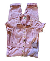 Show Me Your MuMu Cannon Pink Denim Jumpsuit S/M Button Front Pockets 23in boho Photo 0