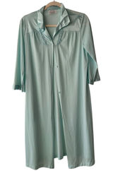 Vanity Fair Vintage Blue Robe Button Front Embroidered Sleepwear USA Made‎ Small Photo 0