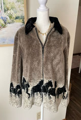 Vintage 90s Black Mountain Horse Faux Fur Print Fleece Jacket XL Photo 0