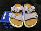 PAPILLIO by BIRKENSTOCK Arizona purple leather platform sandals shoes women’s eur 38 new Photo 0