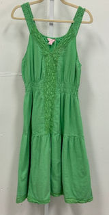 April Cornell Gauze Crochet Lace Trim Tiered Midi Dress Cotton‎ Green Women's M Photo 0