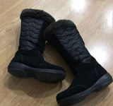 Lands’ End Tall Black Suede Faux Fur Trimmed Boots Photo 0