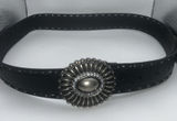 Fossil Genuine Leather Boho Southwestern Belt Bronze Rhinestone Buckle Black L Photo 0