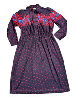 Vintage 70s Lucky Winner‎ Floral Print Long Sleeve Midi Dress Retro Medium M Photo 0