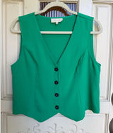 Melloday Womens Green V-Neck Button Front Tailored Vest Waistcoat Size Small Photo 0