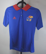 Adidas Kansas Jayhawks Polo Womens Medium Blue Red Contrast Collar Team Logo Photo 0