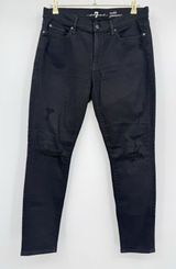 7 For All Mankind Ankle Gwenevere Jeans Black Distressed Skinny Stretch Size 31 Photo 0