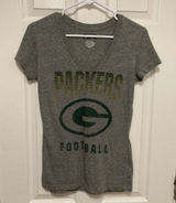*NFL Team Apparel Green Bay Packers Women's Gray Speckled Short Sleeve Shirt #J Photo 0