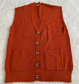 Free People Womens Orange Oversized Sweater Vest Sz M Boho Indie Tomato Granola Photo 0