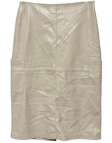 New Hunter & Brown Faux Leather Cargo Pocket Midi Pencil Skirt Beige Size Medium Photo 0