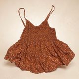 KENDALL + KYLIE Smocked Floral Print Rayon Camisole Peplum Top - Small Photo 0