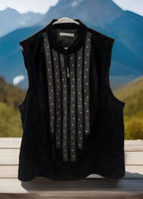 EUC VTG‎ Peter Nygard Leather Suede Knit Vest - size L Run Big Fit XL DEADSTOCK Photo 0