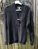 Lauren Ralph Lauren cotton Black knit sweater V Neck M Photo 0