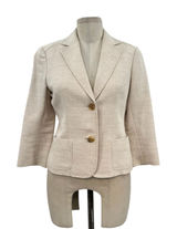 Burberry London Suit Blazer Linen Blend Tan Cream Beige Size 38 US 4 Photo 0