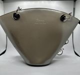 Sono London Tokyo Paris Grey Patent Fan Shaped Chain Shoulder Bag Photo 0
