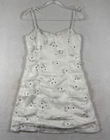 Showpo Where You Are White Floral Ruched Mini Dress Tie Straps Size 6 US NEW Photo 0