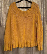 Free People Desert Sun Golden Yellow Beachy Slouch Chunky Sweater Large Photo 0