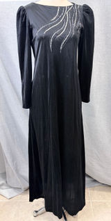 Vintage Barad & Co Black Silver Embellishment Long Sleeve Gown by Tom Bezduda S‎ Photo 0