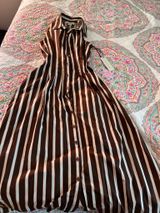 Brown striped button down maxi dress Photo 0