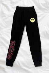 Edikted Black Graphic Sweatpants Size Small Photo 0
