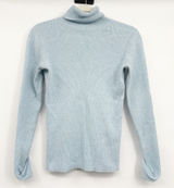 Brooks Brothers Womens Light Blue Cotton Cashmere Ribbed Turtleneck Sweater XS Photo 0