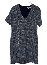 Nanette‎ Lepore Women's Dress Tweed Fringe Sheath Knee Length Black White 10 NWT Photo 0