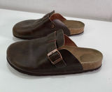 Project Cloud Women's 9 Brown Leather Clog Mules Buckle Comfort Shoes Preppy Photo 0