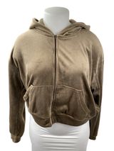 H&M Women's Brown Fleece Full Zip Hoodie Hooded Long Sleeve Sweatshirt Top XL Photo 0