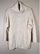 Vtg Colleens Collectables Ivory‎ Chunky Knit Turtleneck Sweater Tunic Dress Photo 0